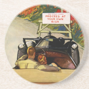 Vintage Liebe, Straße gesperrt, fahren Sie auf eig Getränkeuntersetzer