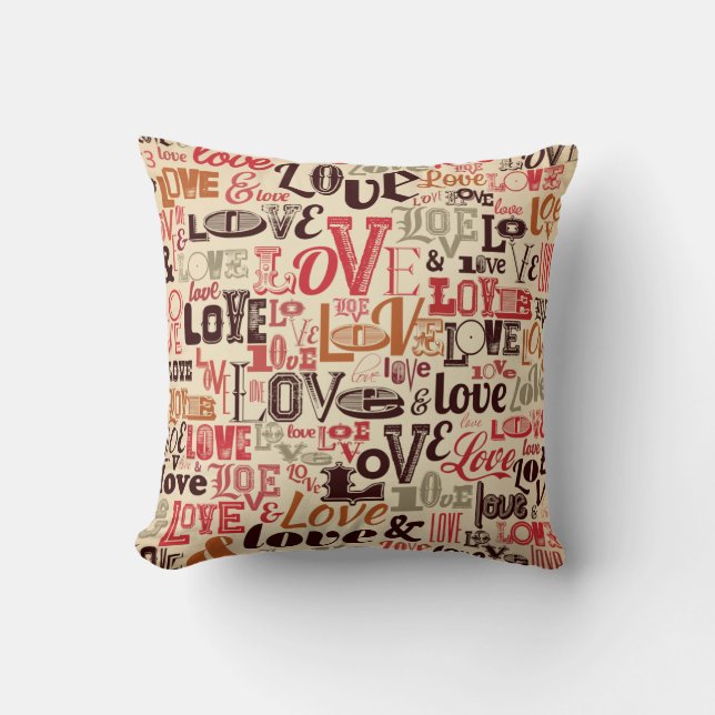 Vintage Liebe Typografie Kissen (Vorderseite)
