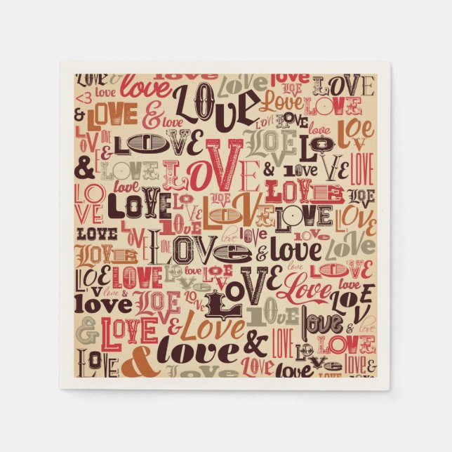Vintage Liebe Typografie Serviette (Vorderseite)