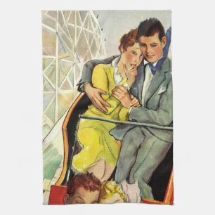 Vintage Liebe und Romantik, Achterbahnfahrt Geschirrtuch