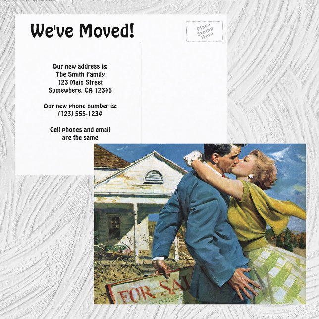 Vintage Liebe und Romantik, Adressenwechsel Ankündigungspostkarte (Von Creator hochgeladen)