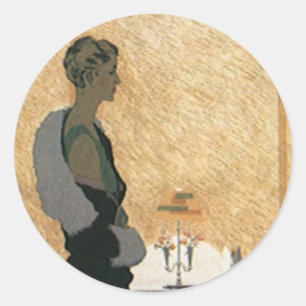 Vintage Liebe und Romantik, elegantes Dinner für P Runder Aufkleber