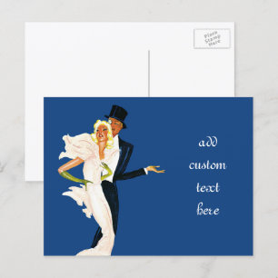 Vintage Liebe und Romantik, modernes Brautpaar Postkarte