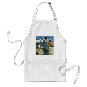 Vintage Liebe und Romantik Neugierige kaufen erste Schürze