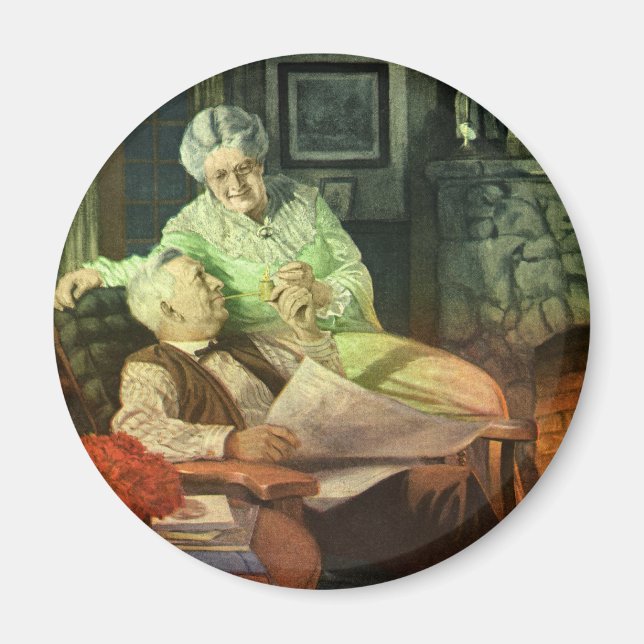 Vintage Liebe und Romantik; romantische Großeltern Magnet (Vorne)