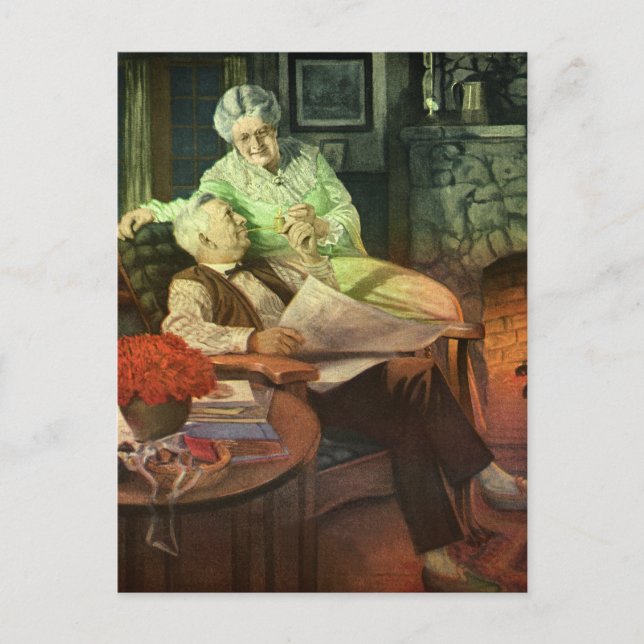 Vintage Liebe und Romantik; romantische Großeltern Postkarte (Vorderseite)