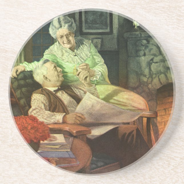 Vintage Liebe und Romantik; romantische Großeltern Untersetzer (Vorne)