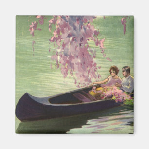 Vintage Liebe und Romantik, romantische Kanufahrt Magnet