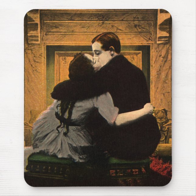Vintage Liebe und Romantik, Romantischer Feuerplat Mousepad (Vorne)