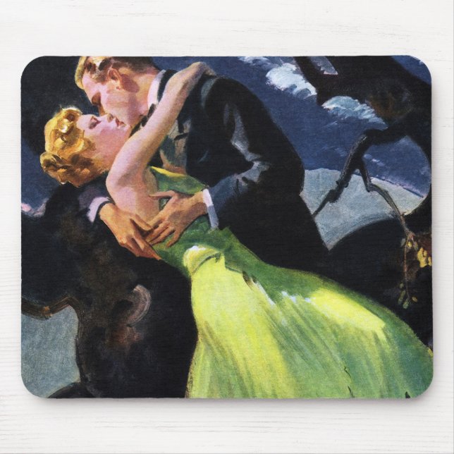 Vintage Liebe und Romantik, romantischer Kuss Mousepad (Vorne)