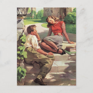 Vintage Liebe und Romantik, Schulliebe Postkarte