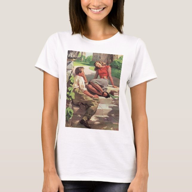 Vintage Liebe und Romantik, Schulliebe T-Shirt (Vorderseite)