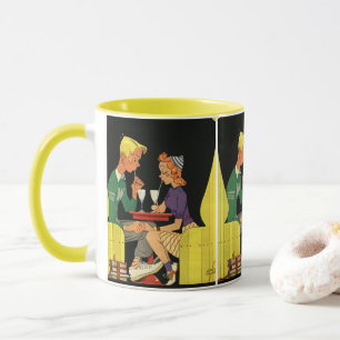 Vintage Liebe und Romantik, Teenager im Soda Shop Tasse