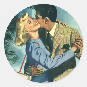 Vintage Liebe und Romantik, Weihnachtstanz Runder Aufkleber
