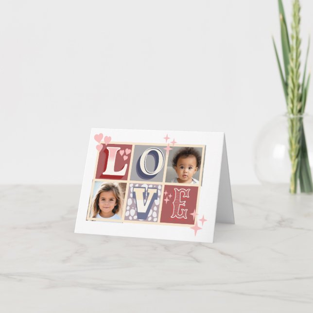 Vintage LIEBE Valentinstag Custom Fotos Karte (Vorderseite)