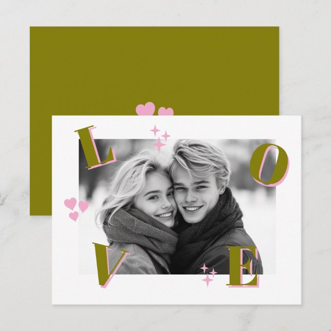 Vintage LIEBE Valentinstag Custom Fotos Postkarte (Vorne/Hinten)