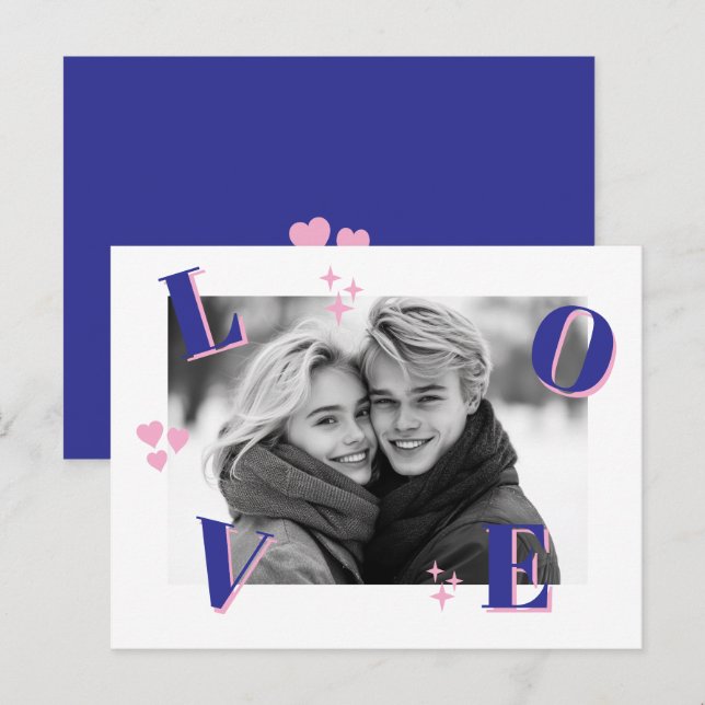 Vintage LIEBE Valentinstag Custom Fotos Postkarte (Vorne/Hinten)
