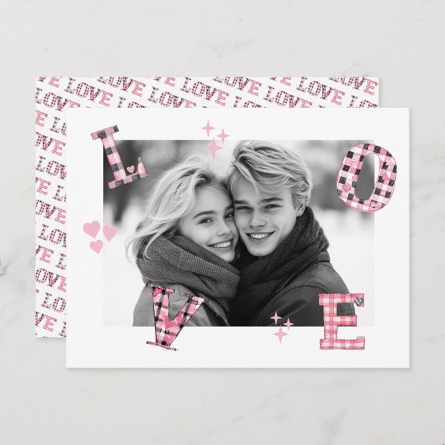 Vintage LIEBE Valentinstag Custom Fotos Postkarte (Vorne/Hinten)