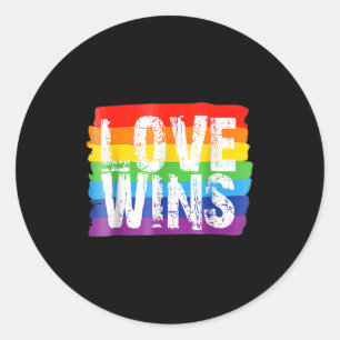 Vintage Liebe Win Rainbow Peace Signer Pride Lesbi Runder Aufkleber