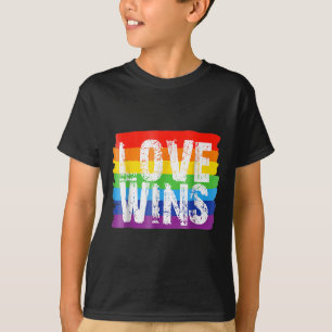 Vintage Liebe Win Rainbow Peace Signer Pride Lesbi T-Shirt