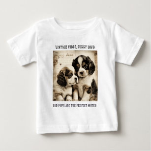 Vintage Lieben, Furche: Welpe Liebe Baby T-shirt