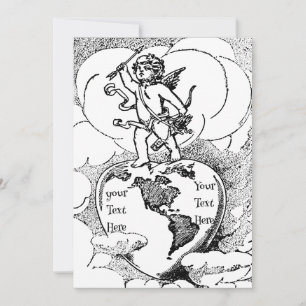 Vintage-Liebes-Cupid-Hochzeit Verlobung Custom Einladung