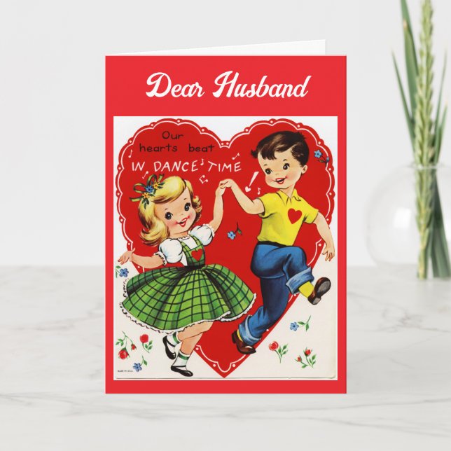 Vintage Liebes Ehemann Tanzen Valentinkarte Feiertagskarte (Vorderseite)