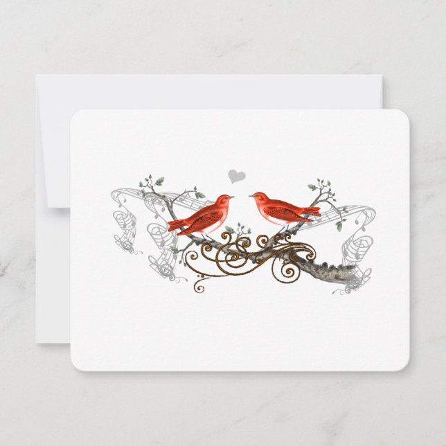 Vintage Liebesgeburten, weiße Blume RSVP Karte (Vorderseite)