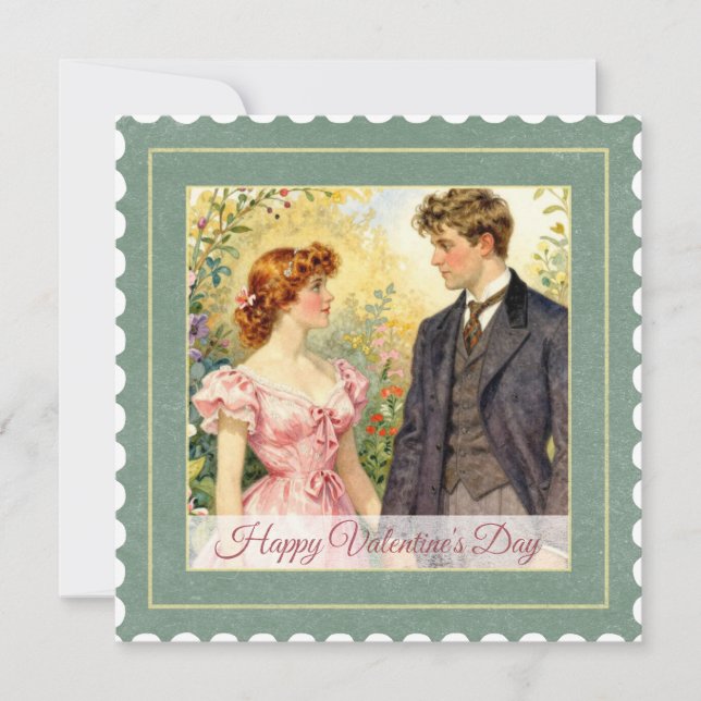 Vintage-Liebeskunst - Valentinstag Feiertagskarte (Vorderseite)
