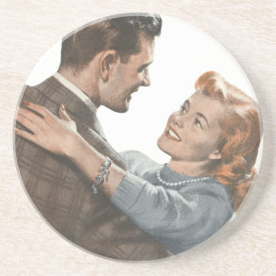 Vintage-Liebesromanze Frischvermählte - Sollen wir Sandstein Untersetzer