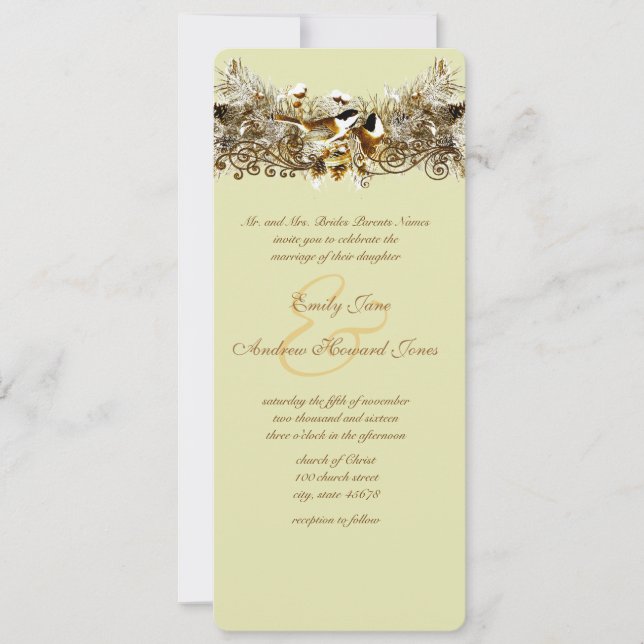 Vintage Liebesvögel Chickadees Hochzeit Einladung (Vorderseite)