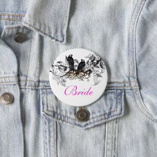 Vintage-Liebesvögel-Hochzeitsabzeichen Button