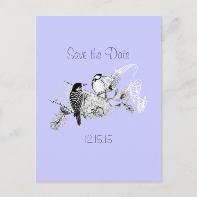 Vintage Liebesvögel Hochzeitseinladung Ankündigungspostkarte (Vorderseite)