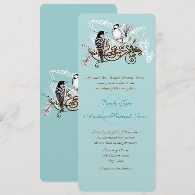 Vintage Liebesvögel Hochzeitseinladung Einladung (Vorne/Hinten)