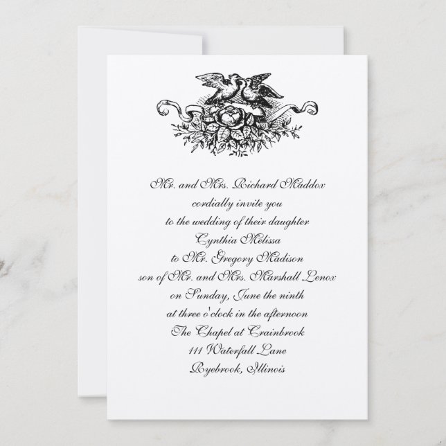 Vintage Liebesvögel Hochzeitseinladung Einladung (Vorderseite)