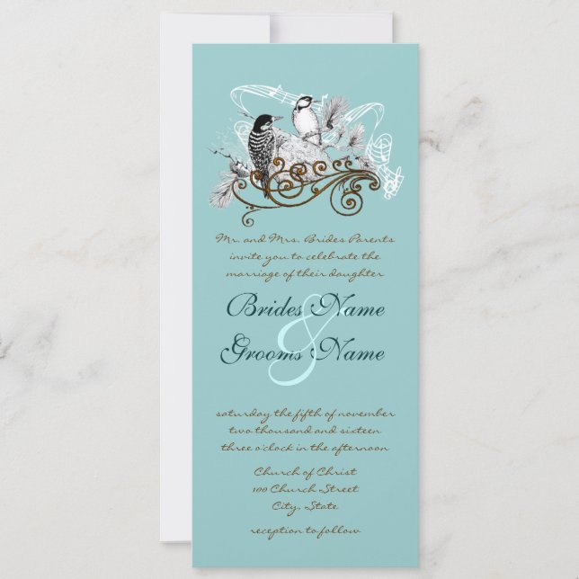 Vintage Liebesvögel Hochzeitseinladung Einladung (Vorderseite)