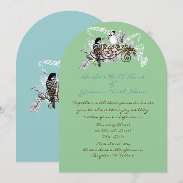 Vintage Liebesvögel Hochzeitseinladung Einladung (Vorne/Hinten)