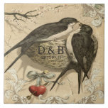 Vintage Liebesvögel Nest Französisches Dekor Hochz Fliese<br><div class="desc">Vintage antike Süße und charmante Liebe Vögel Nest Französisch Dekoration Hochzeit Geburtstag Jubiläum personalisierte Keramik Fliesen Trivet</div>
