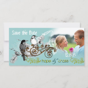 Vintage Liebesvögel Save the Date Ihr Foto