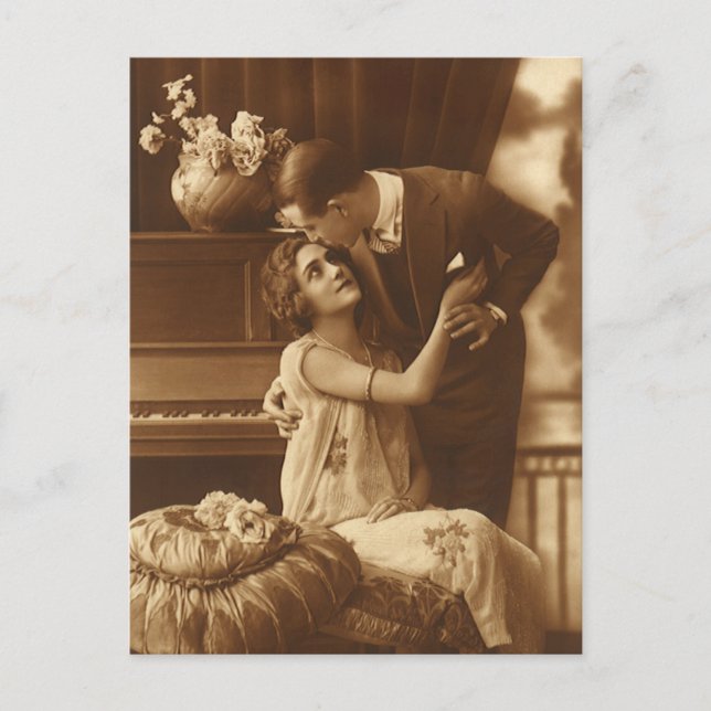 Vintage Liebhaber, Liebe Romantische Musik Postkarte (Vorderseite)
