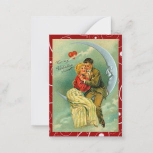 Vintage Liebhaber-Mondvalentine-Liebe-Anmerkungen Mitteilungskarte