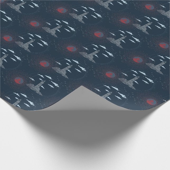 Vintage Lighthouse Illustration Pattern Wrapping P Geschenkpapier (Ecke)