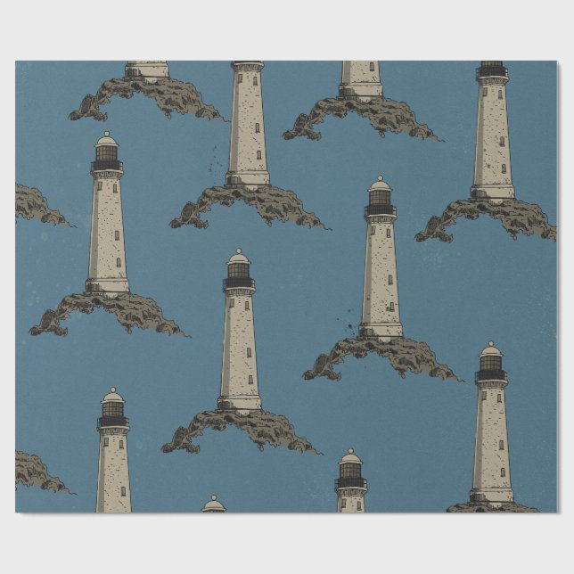 Vintage lighthouse pattern geschenkpapier (Flach)