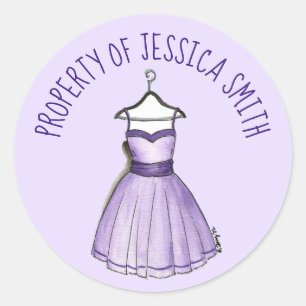 Vintage-Lila-Abschlussballkleid Fashionista Eigent Runder Aufkleber
