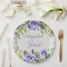 Vintage Lila Aquarell-Stiefmütterchen-Hochzeit