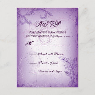 Vintage lila Blätterblatt-Hochzeitkarte RSVP Karte