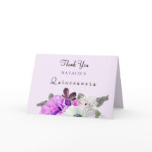 Vintage Lila Blume Quinceanera Danke Karte