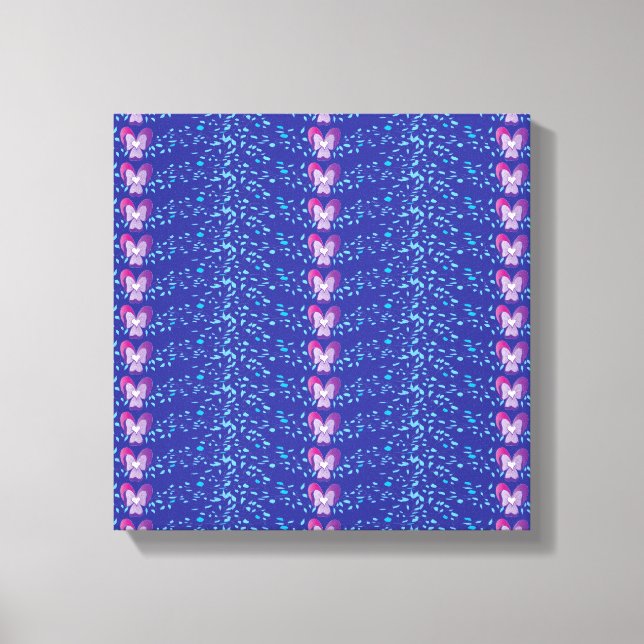 Vintage Lila Blumenmuster Leinwanddruck (Vorderseite)