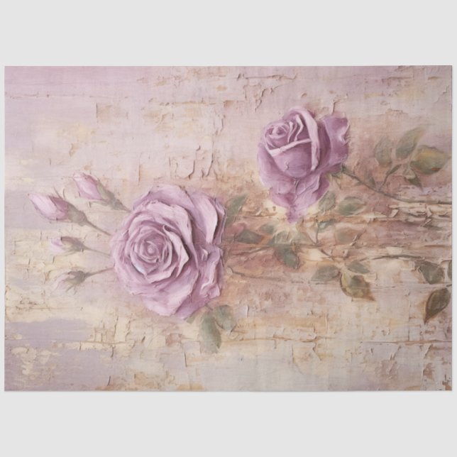 Vintage lila englische Rose Barockstil Seidenpapier (Vorderseite)