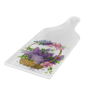 Vintage lila Flieder-antiker Blumen-Blumenstrauß Schneidebrett